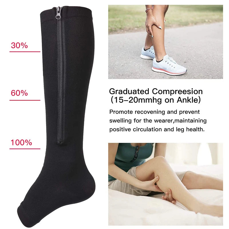 Open Toe Zipper Compression Socks