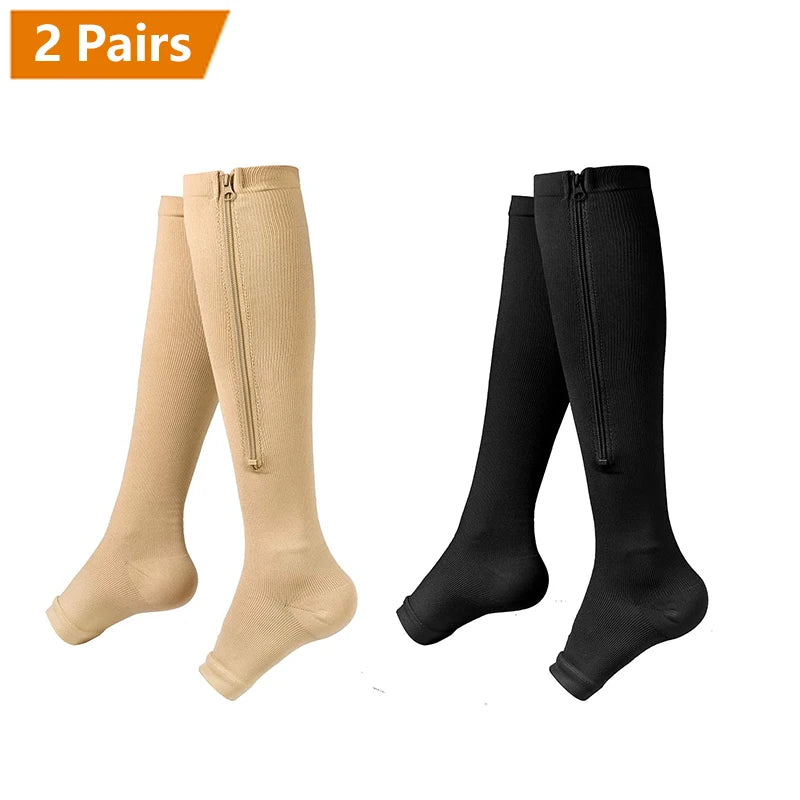 Open Toe Zipper Compression Socks