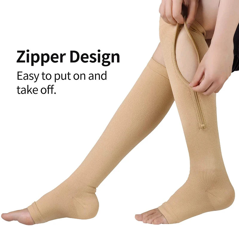 Open Toe Zipper Compression Socks