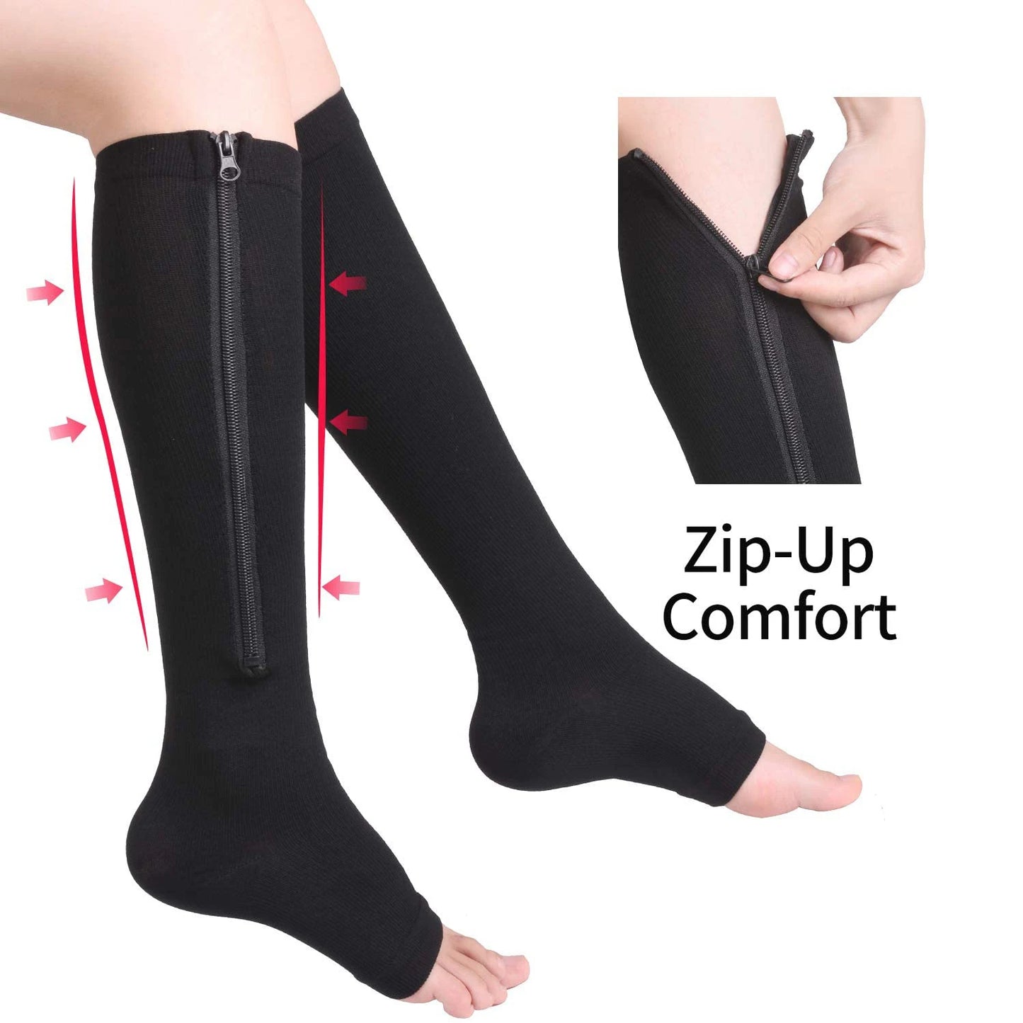 Open Toe Zipper Compression Socks