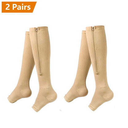 Open Toe Zipper Compression Socks