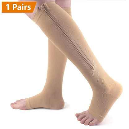 Open Toe Zipper Compression Socks