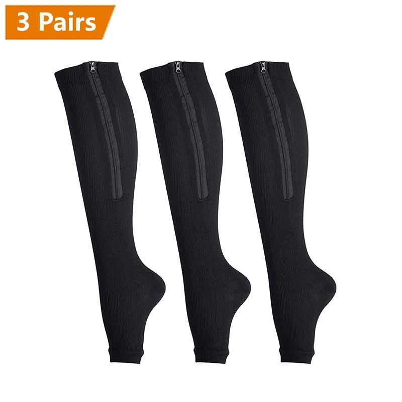 Open Toe Zipper Compression Socks