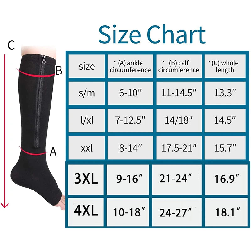 Open Toe Zipper Compression Socks